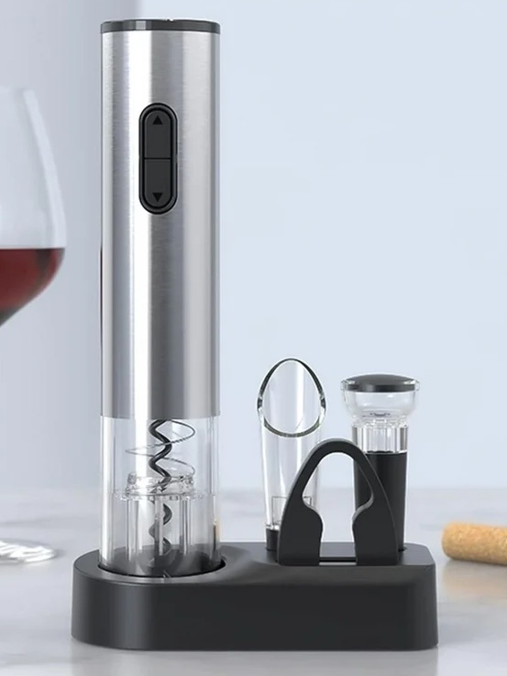 Ovente Cordless Electric Wine Opener Set
